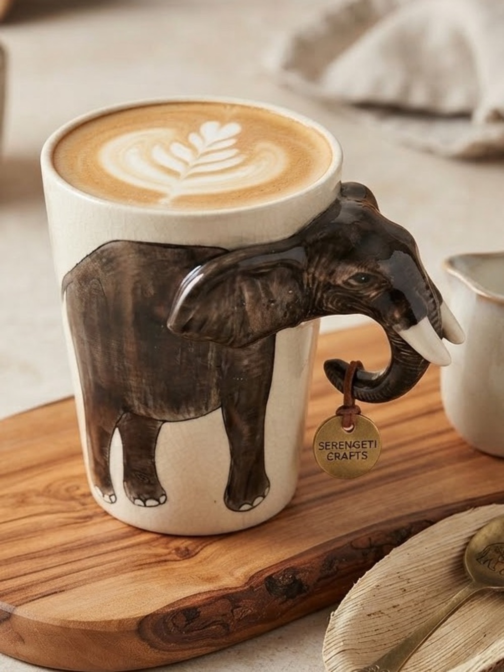Cost Plus World Market Brown Elephant Ceramic Mug with 3D Handle